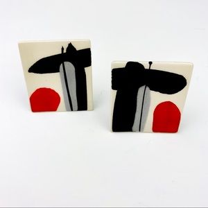 80’s Mod Geometric Abstract Clip-On Signed Art Earrings